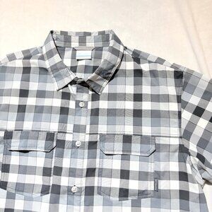 Columbia Men's Omni-Wick Shirt XL Gray/White Check Short Sleeve Vented NWOT